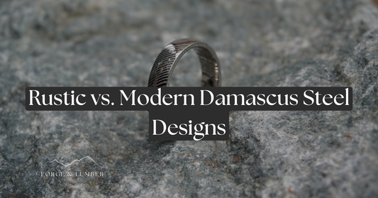 Rustic Charm Meets Modern Elegance: Discover Forge & Lumber's Damascus Steel Wedding Rings