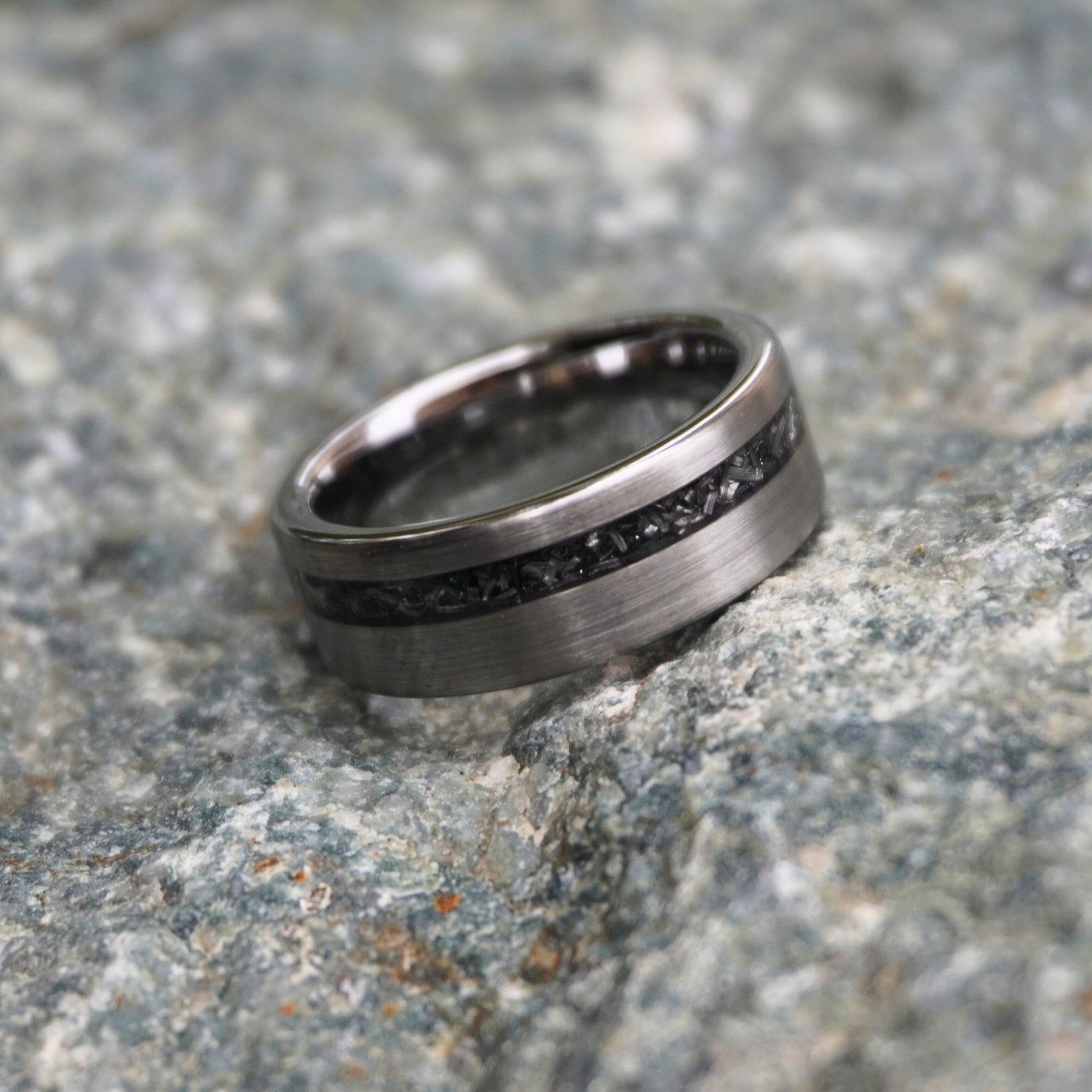 The Nova Tungsten Meteorite Wedding Band Forge Lumber