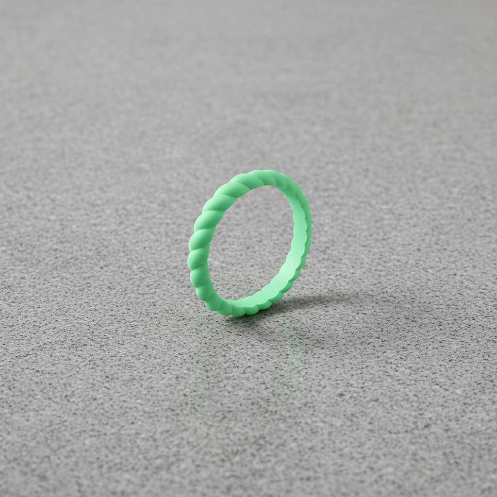 Bague en Silicone Tressé 3mm - Vert Sentier