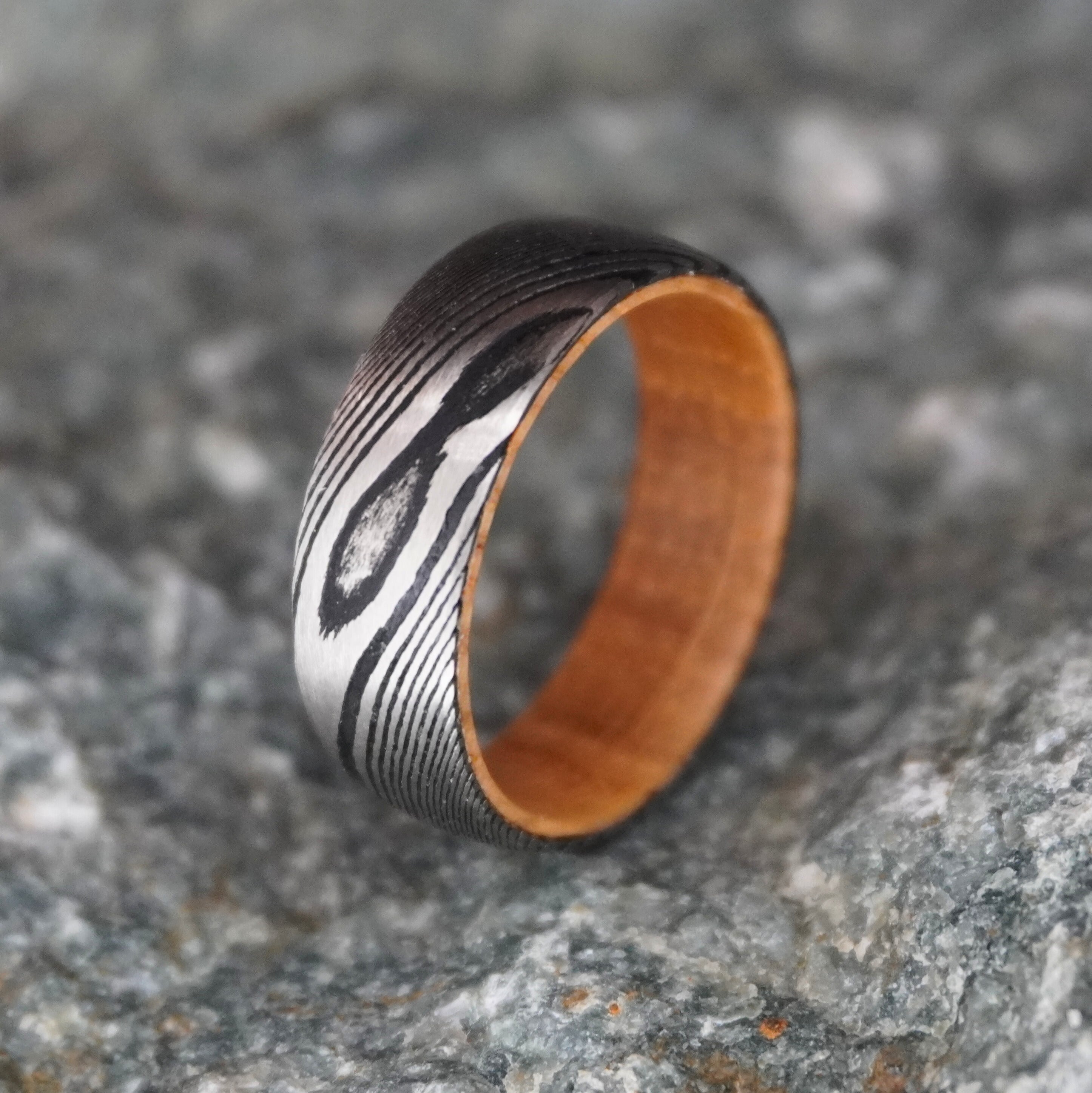 Damascus and outlet wood ring