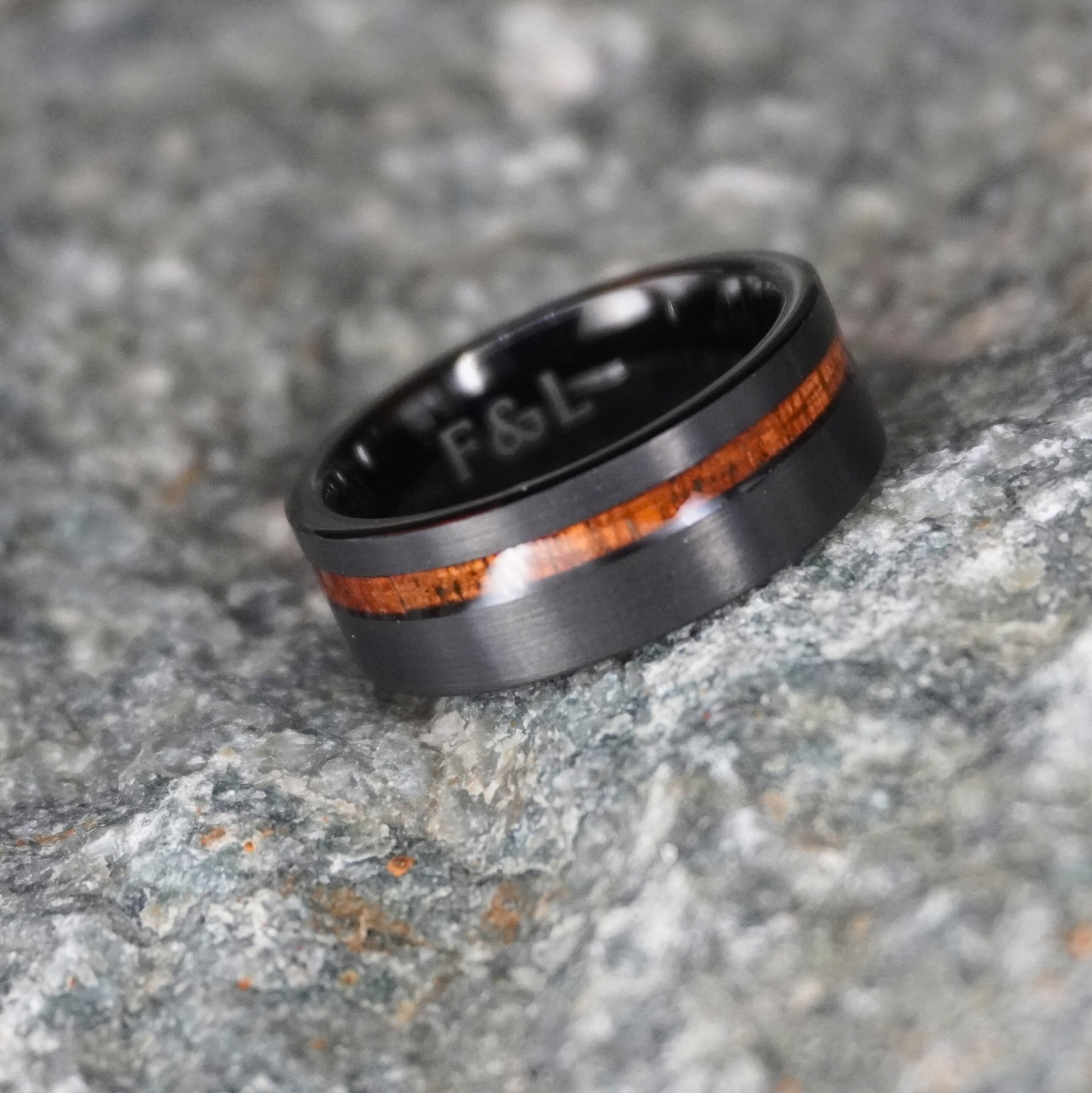 The Koa Black Tungsten Koa Wedding Band Forge Lumber – Forge
