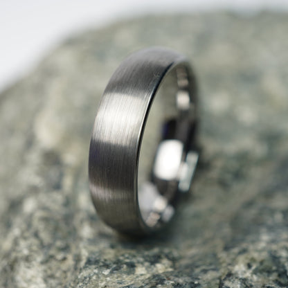 6mm aerospace-grade tungsten men's ring in a brushed finish by Forge and Lumber
