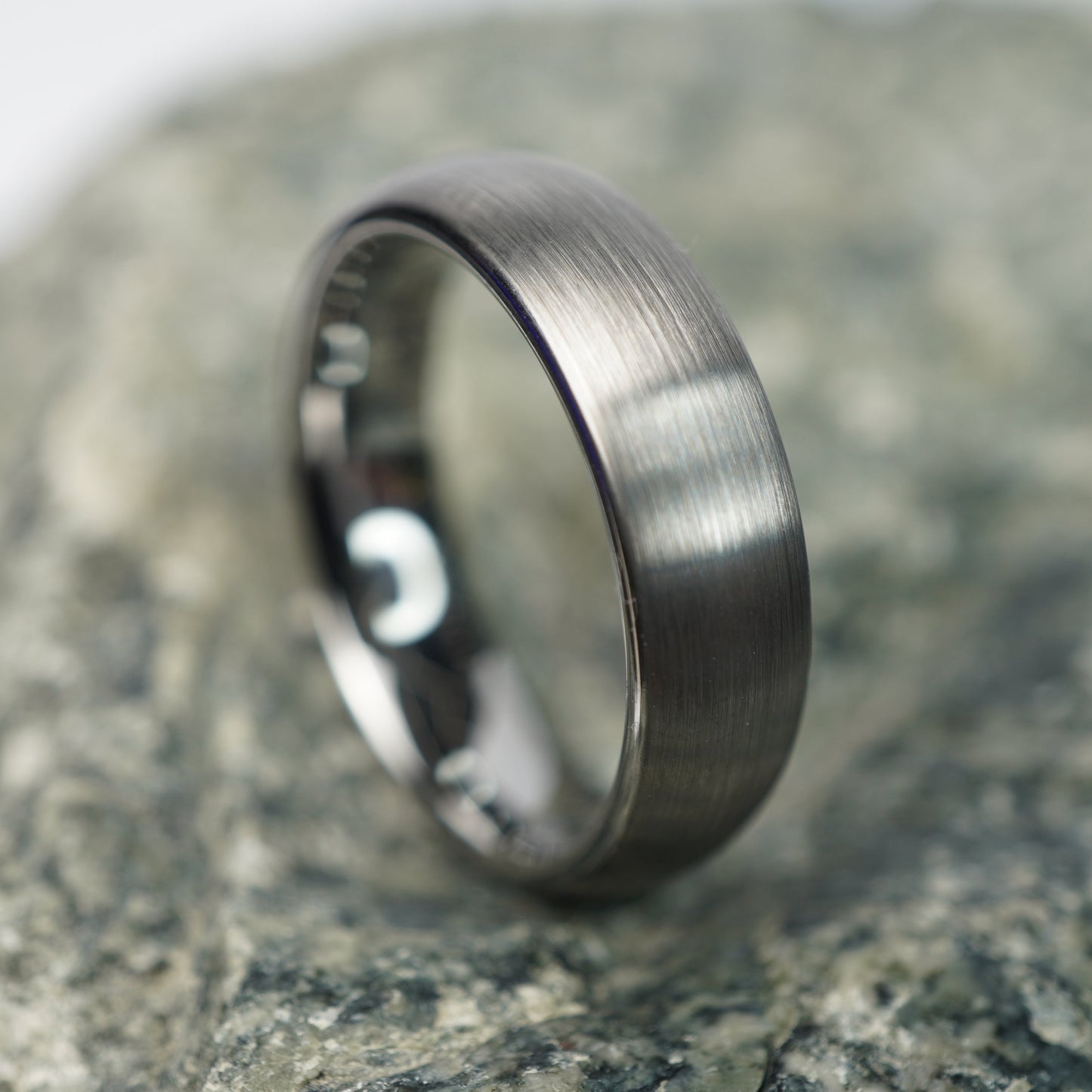 Aerospace-grade tungsten men's ring, 6mm width, matte finish, by Forge and Lumber, available in multiple sizes.
