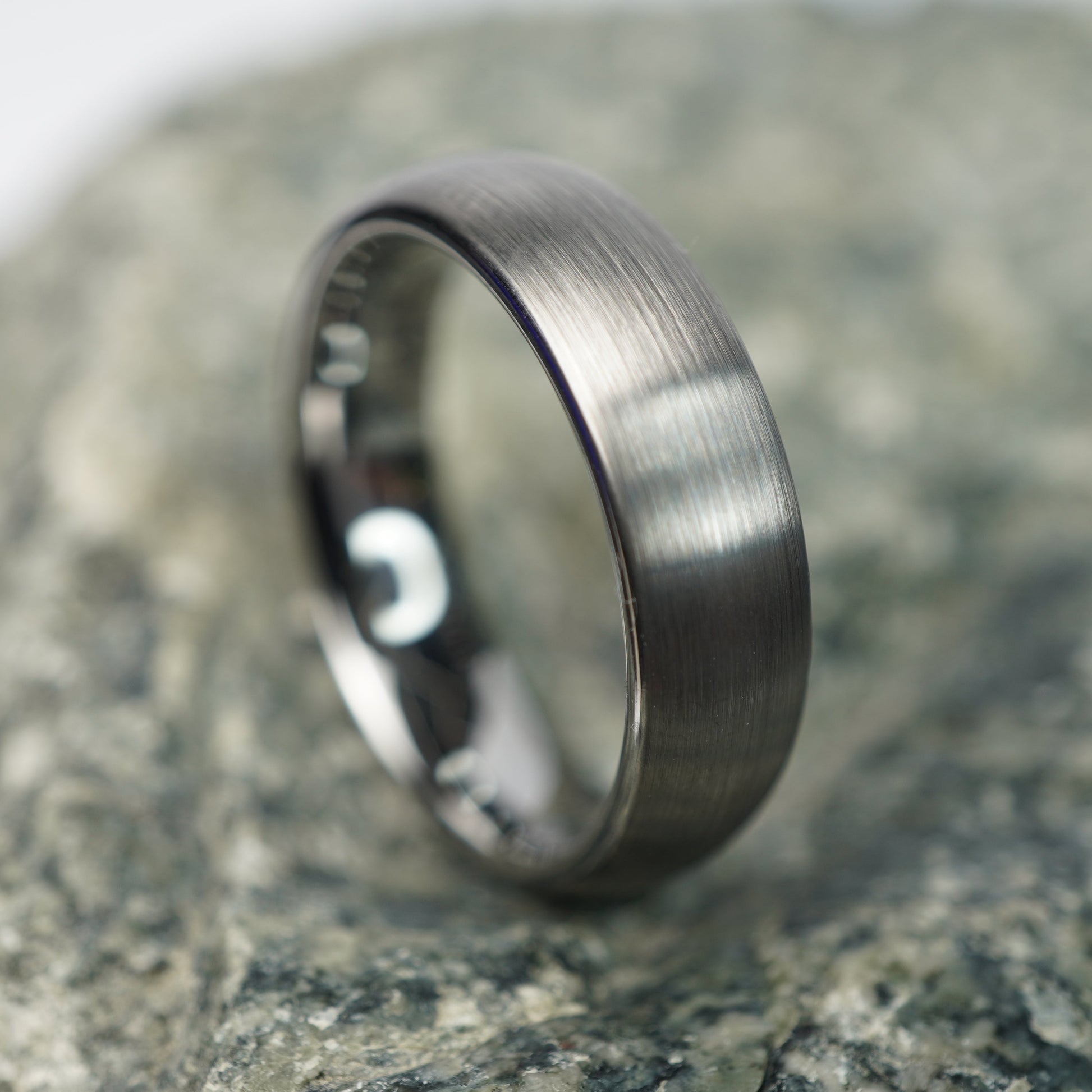Aerospace-grade tungsten men's ring, 6mm width, matte finish, by Forge and Lumber, available in multiple sizes.