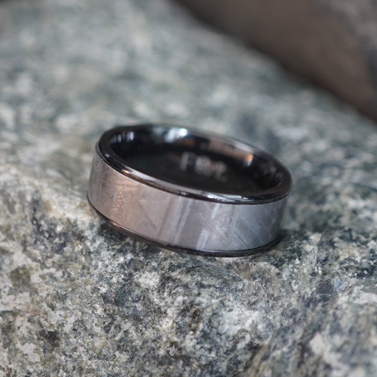 Black Zirconium ring with an 8mm width, featuring a durable design, by Forge and Lumber.