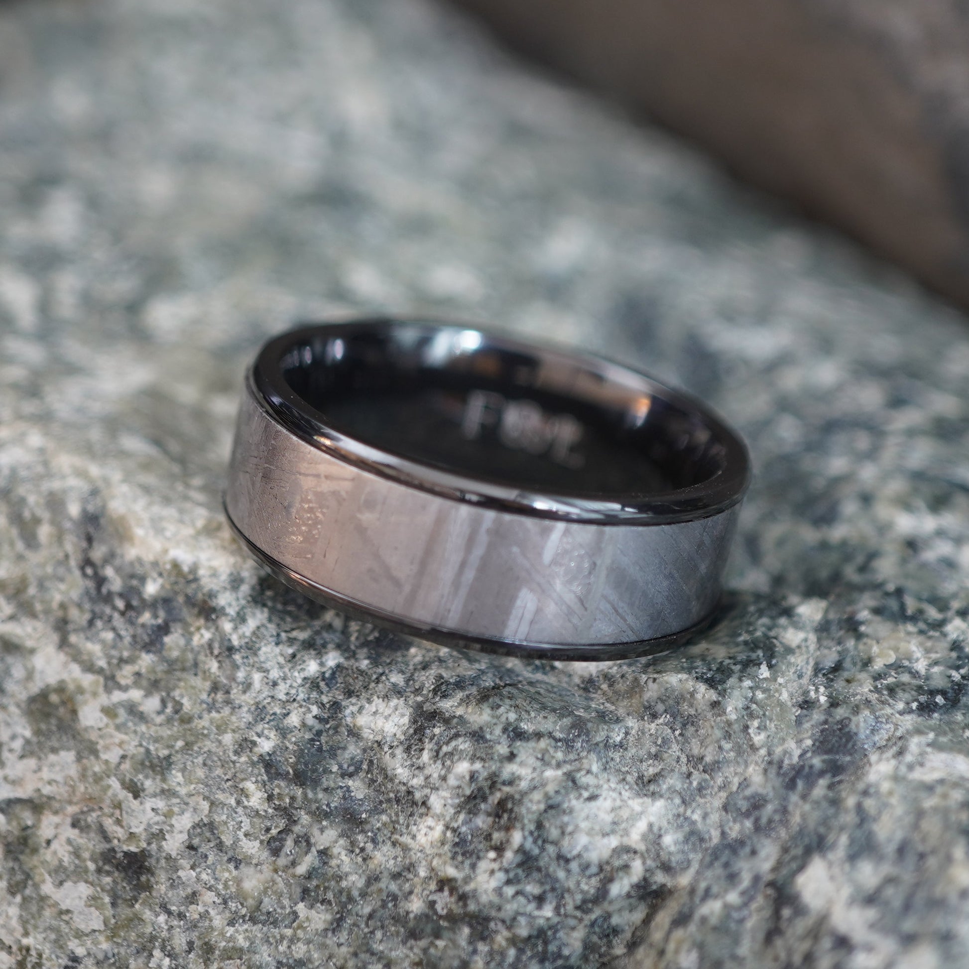 Black Zirconium ring with an 8mm width, featuring a durable design, by Forge and Lumber.