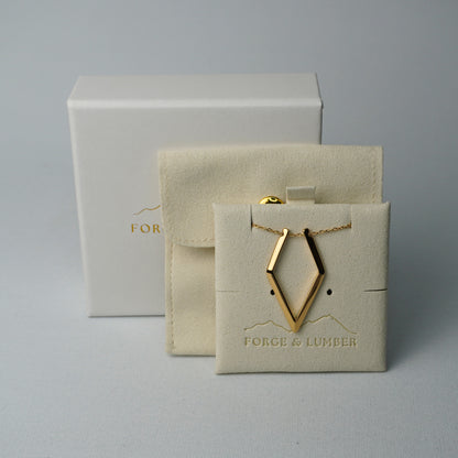 18K gold plated ring holder necklace with adjustable chain, tarnish-free design by Forge and Lumber