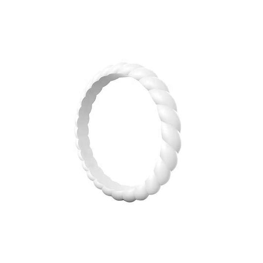 Braided Stackable Silicone Ring - Classic White