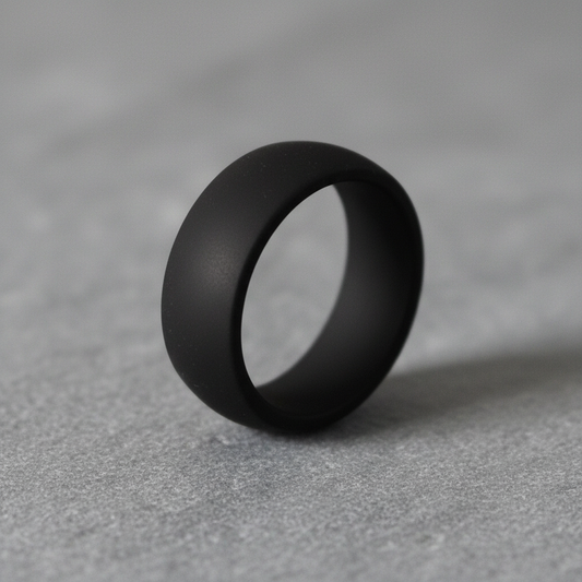 Black Domed Silicone Wedding Ring 8.7mm - Forge and Lumber