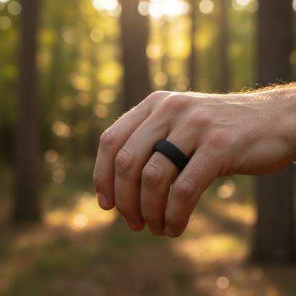 Black Domed Silicone Wedding Ring 8.7mm - Forge and Lumber