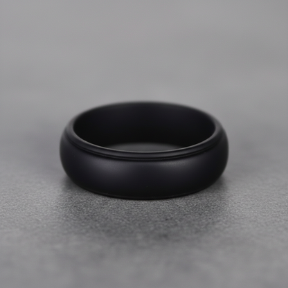 Black Silicone Wedding Ring 8mm - Durable Athletic Band