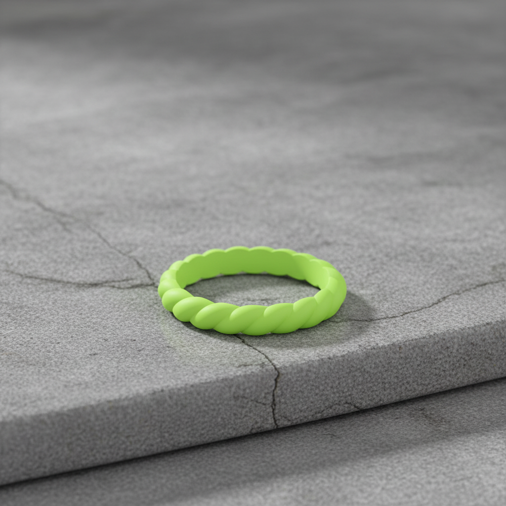 Braided Silicone Ring Stackable 3mm - Lime Green Wedding Band