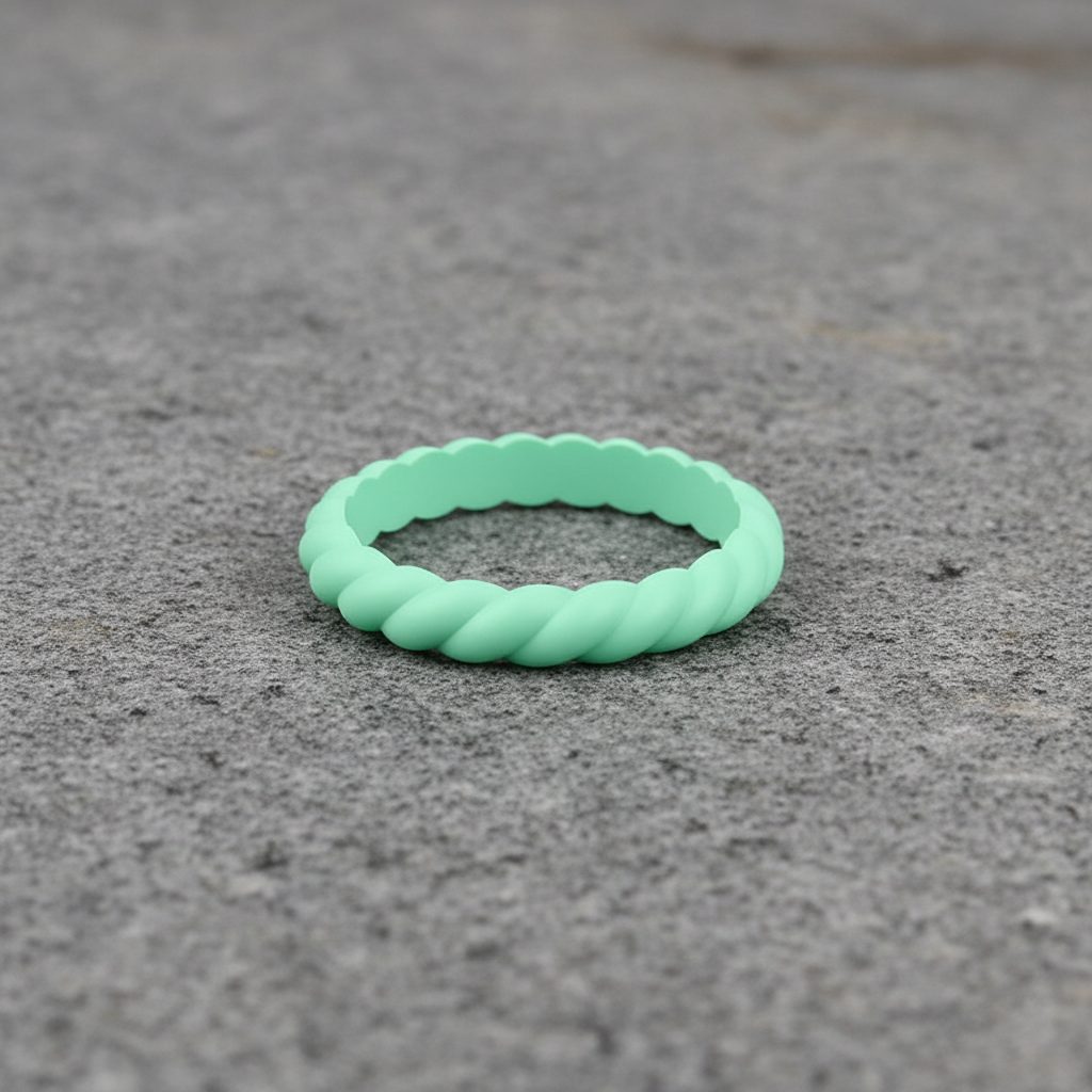 Braided Stackable Silicone Ring 3mm - Meadow Mint Green