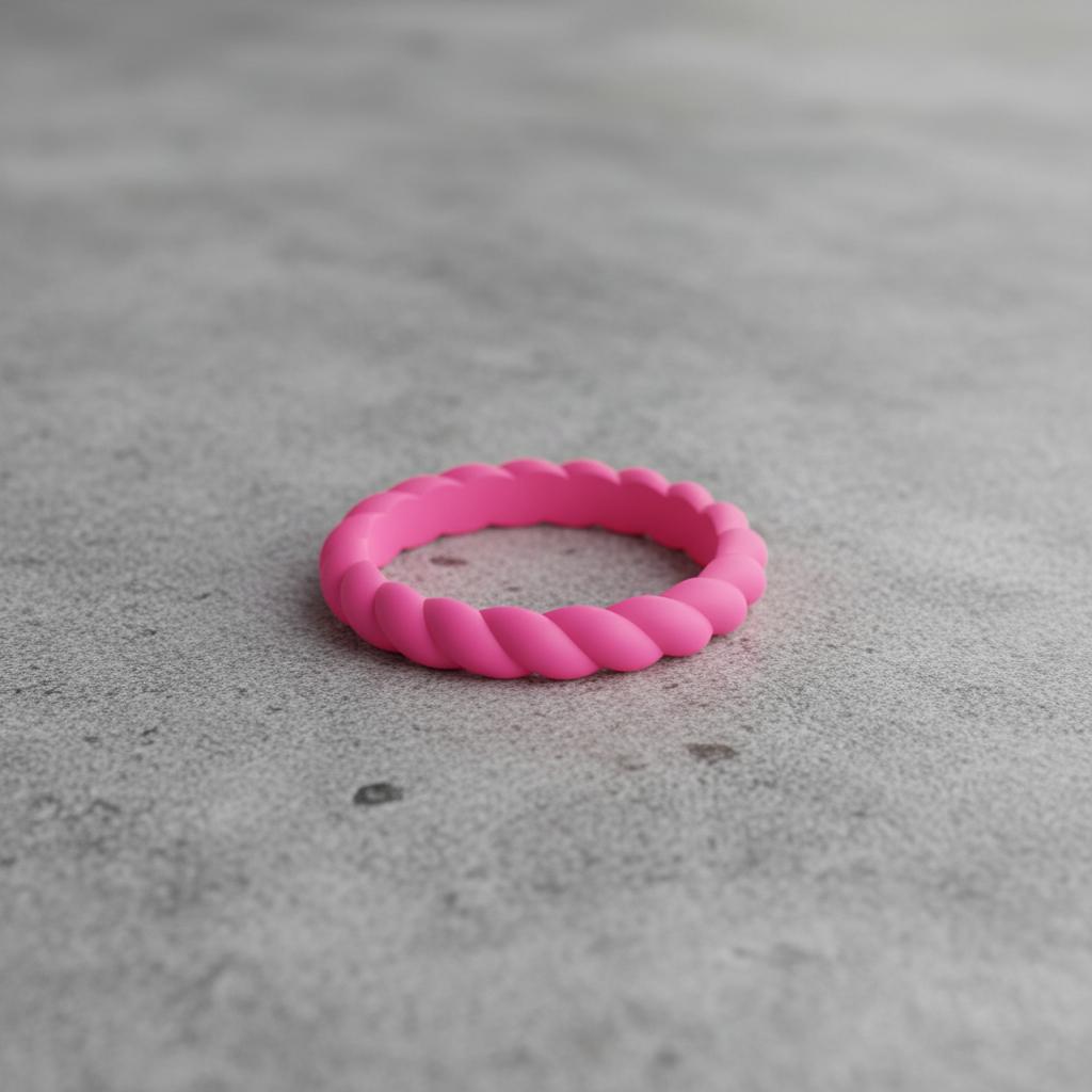 Braided Stackable Silicone Ring 3mm Peak Pink Hypoallergenic