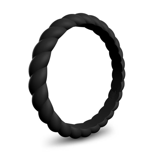 Braided Stackable Silicone Ring - Stealth Black