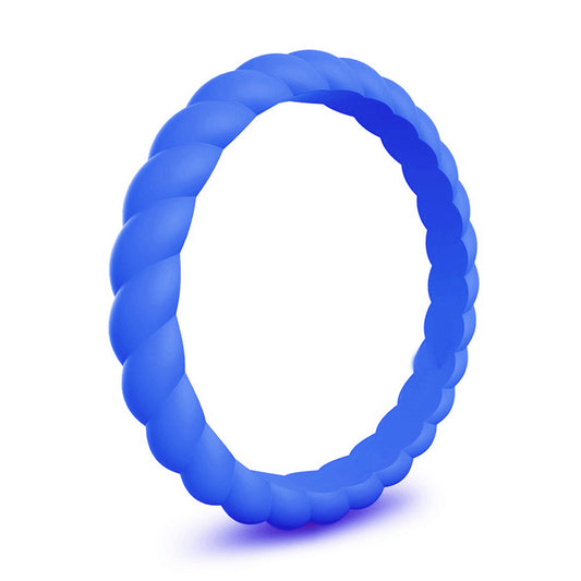 Braided Stackable Silicone Ring - Bay Blue