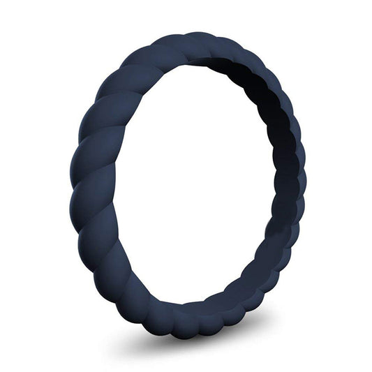 Braided Stackable Silicone Ring - Midnight Blue