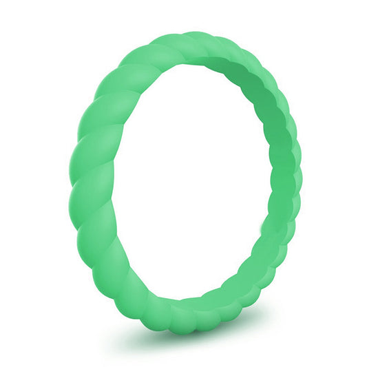 Braided Stackable Silicone Ring - Trailside Green