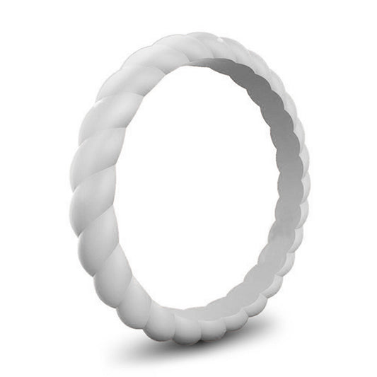 Braided Stackable Silicone Ring - Granite Grey
