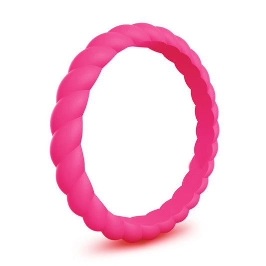 Braided Stackable Silicone Ring - Peak Pink