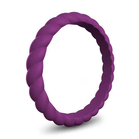 Braided Stackable Silicone Ring - Royal Plum