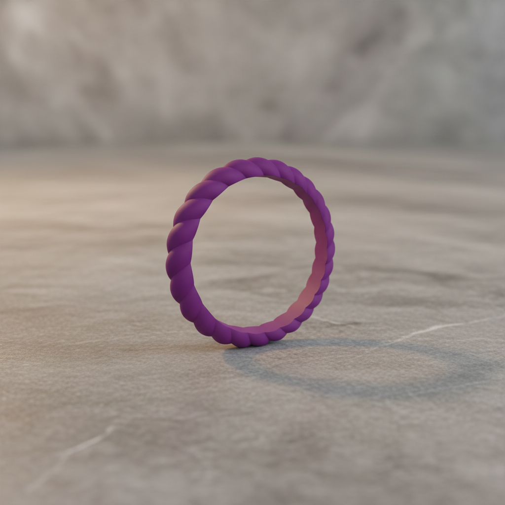 Braided Stackable Silicone Ring Royal Plum 3mm Wedding Band