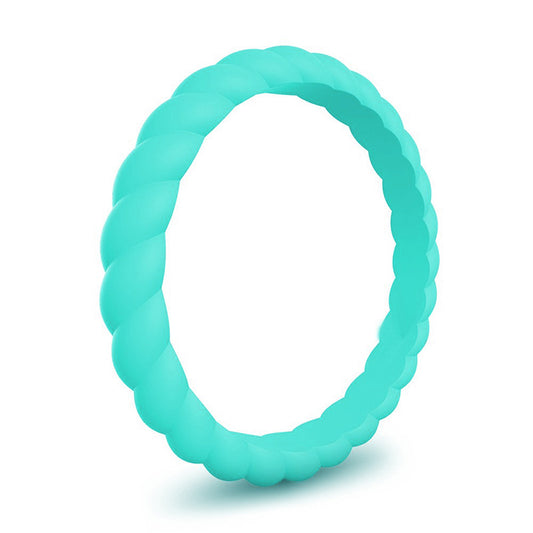 Braided Stackable Silicone Ring - Tidal Turquoise