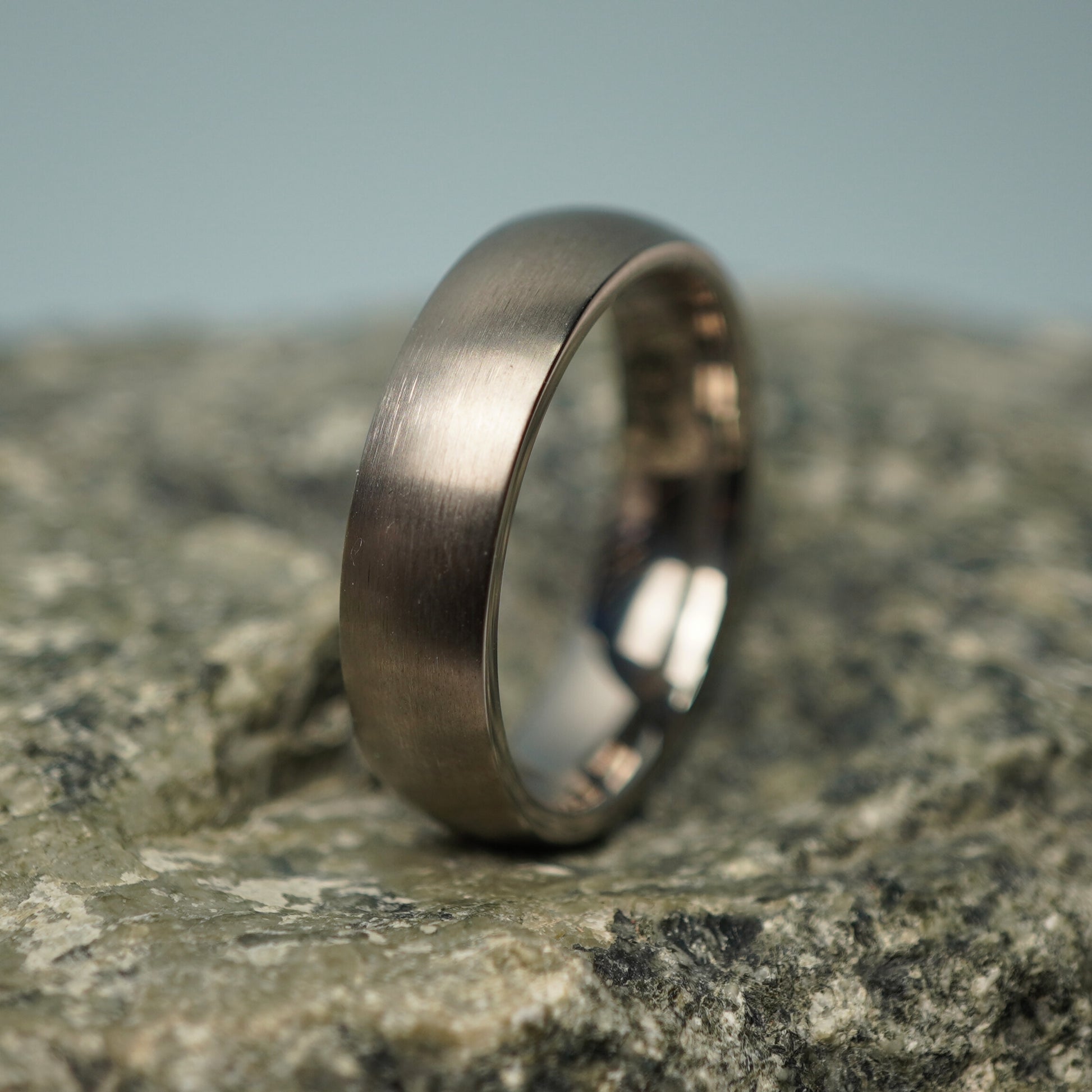 6mm domed titanium ring in silver by Forge and Lumber