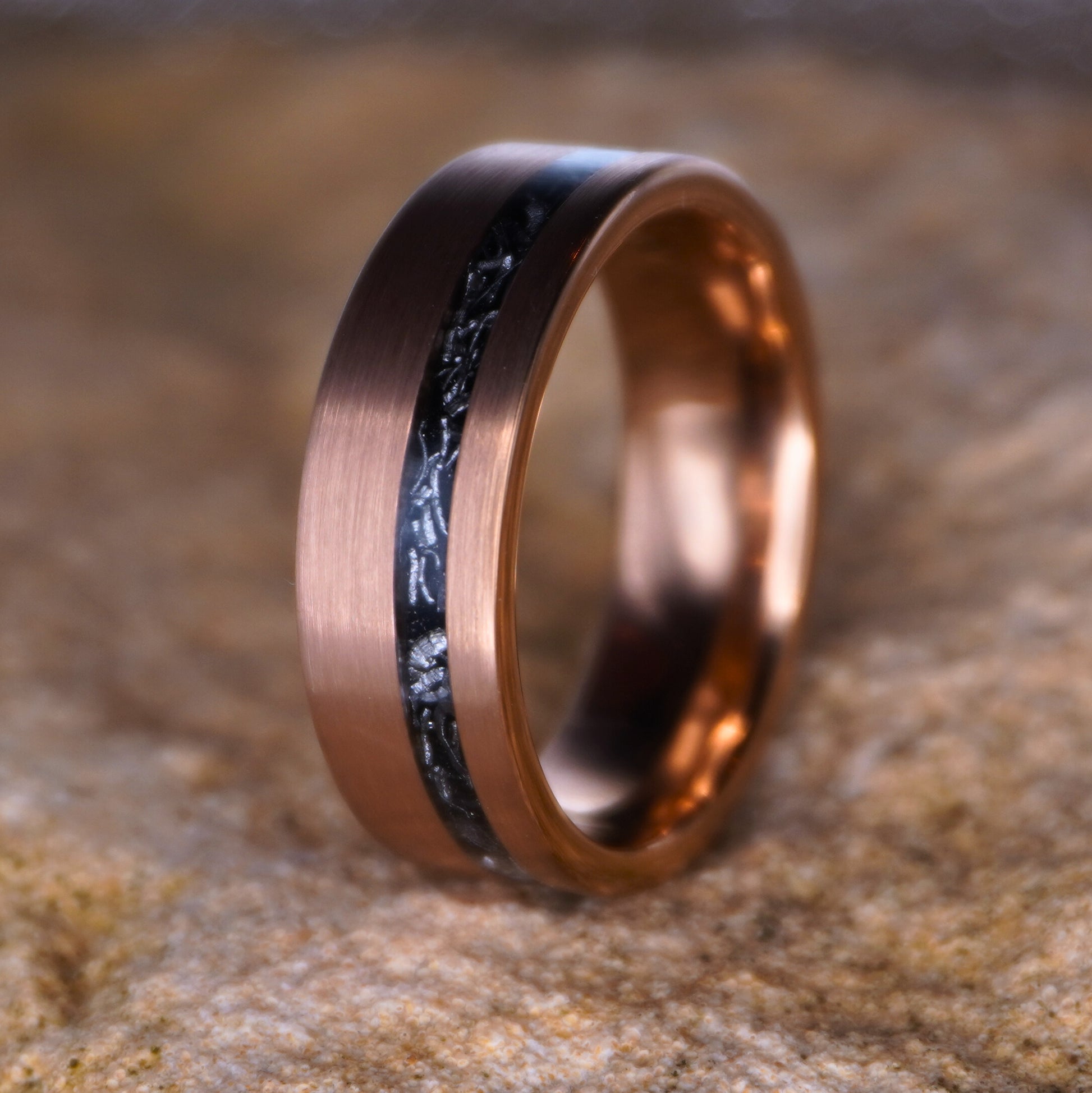 Apollo Gold Tungsten Meteorite Wedding Band Forge Lumber