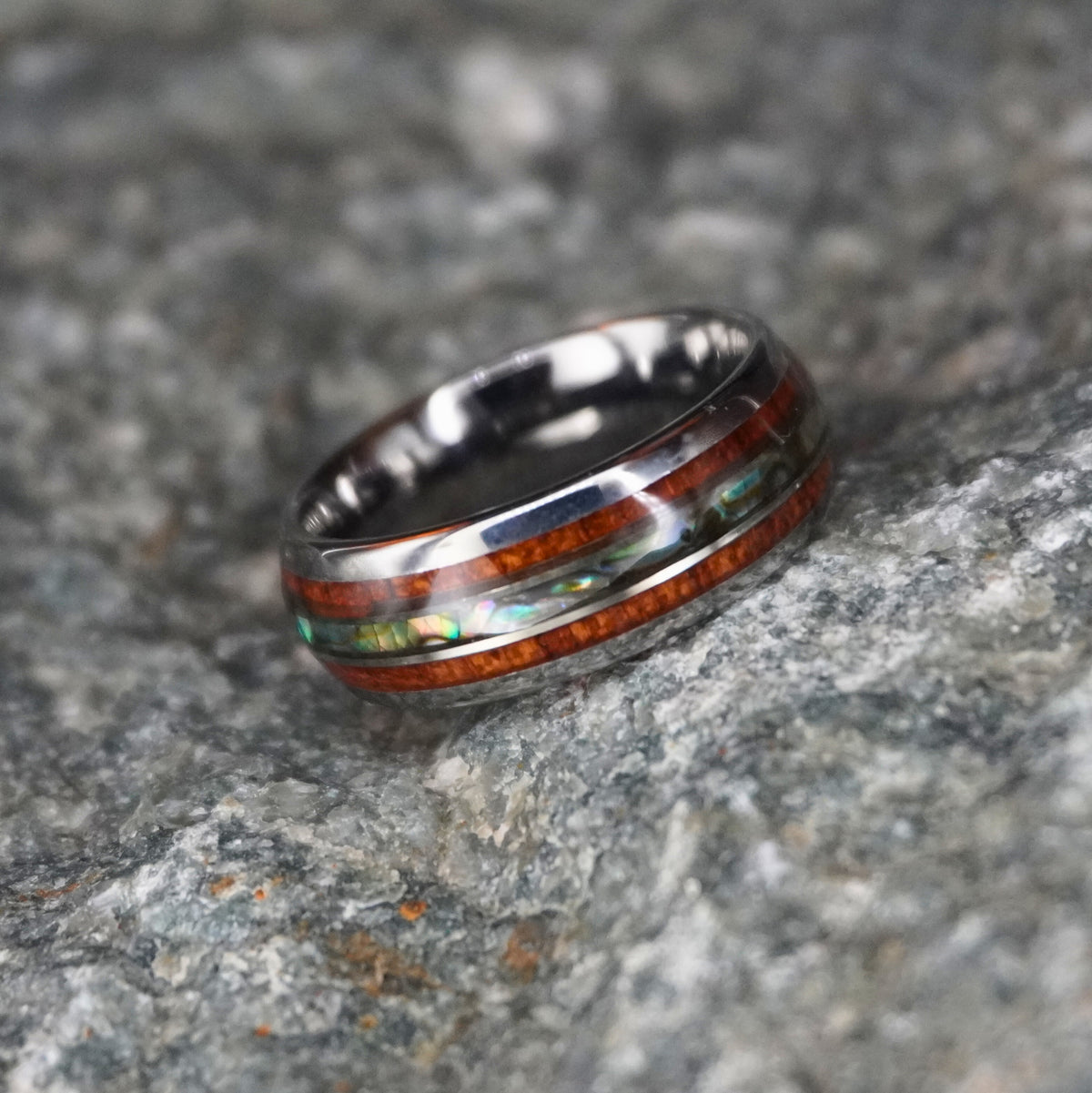 Baenid Shell Abalone shell wedding band | Honestweddingadvice.com