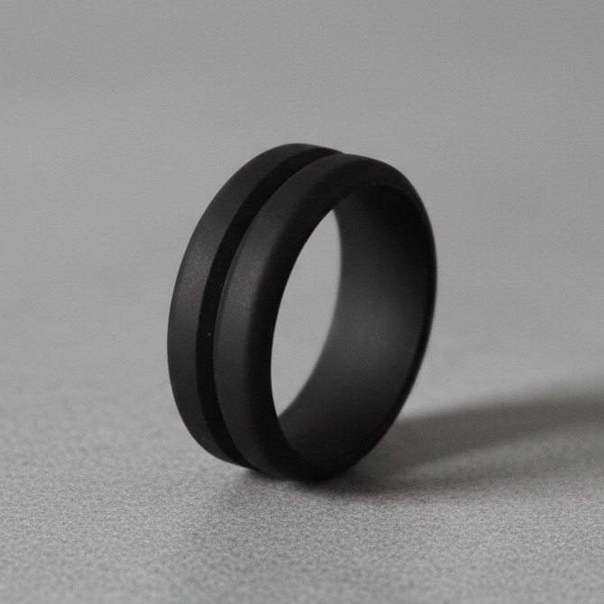 Cylch Silicone Silicone Forge a Lumber Black Groove Sengl