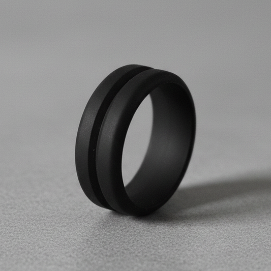 Forge and Lumber Black Silicone Ring - 8mm Groove Wedding Band
