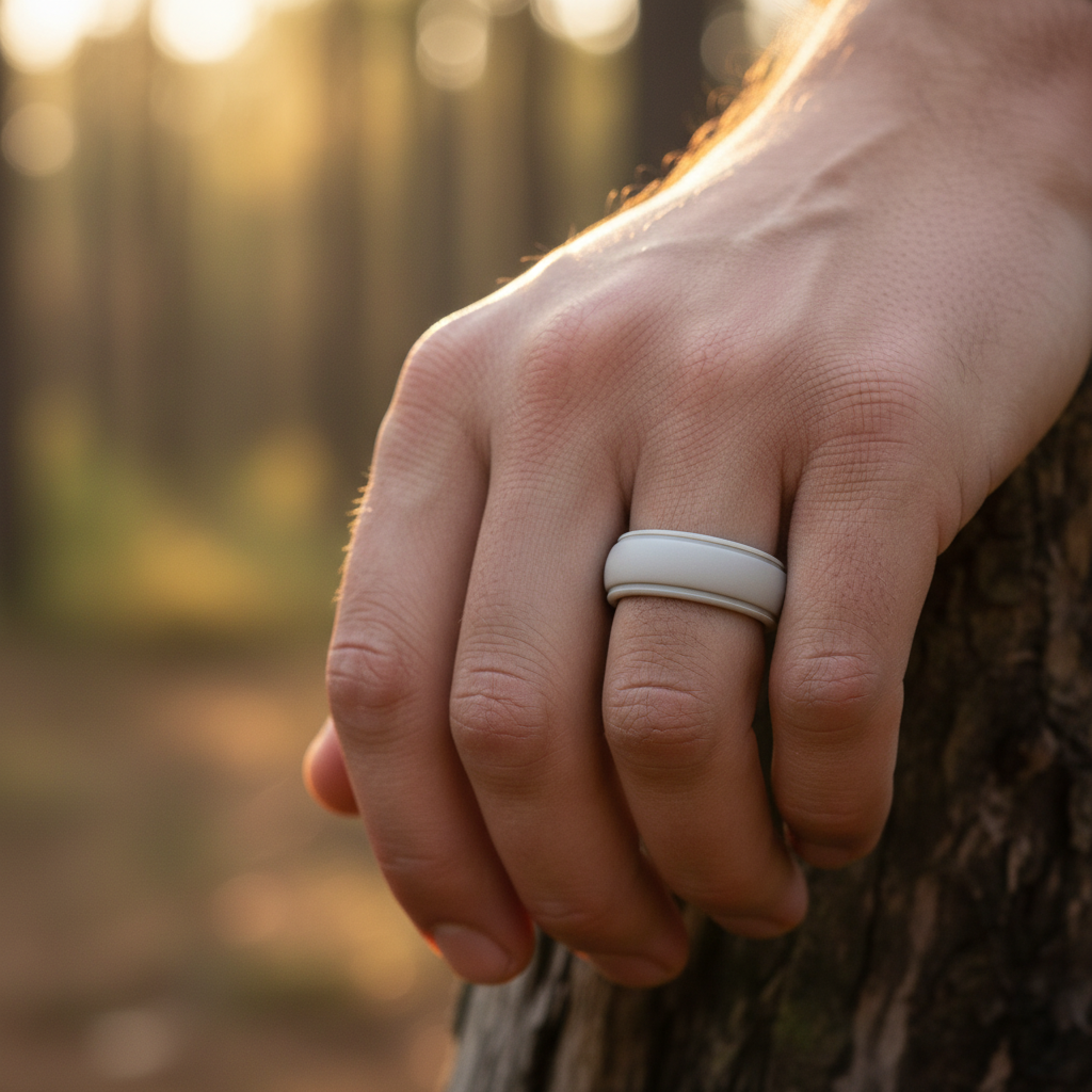 Forge & Lumber Durable Grey Silicone Ring 8mm - Athletic Band