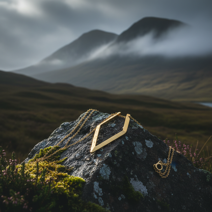 Gold plated ring holder necklace with adjustable chain and anti-tarnish finish by Forge and Lumber