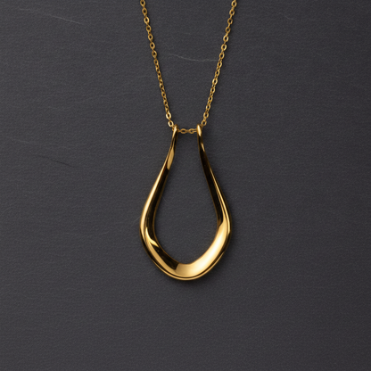 The Abalone ring holder necklace shown in detail