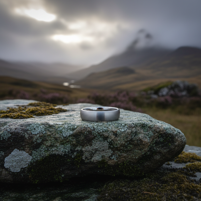 6mm aerospace-grade tungsten men's ring from Forge and Lumber, featuring a sleek, modern design.