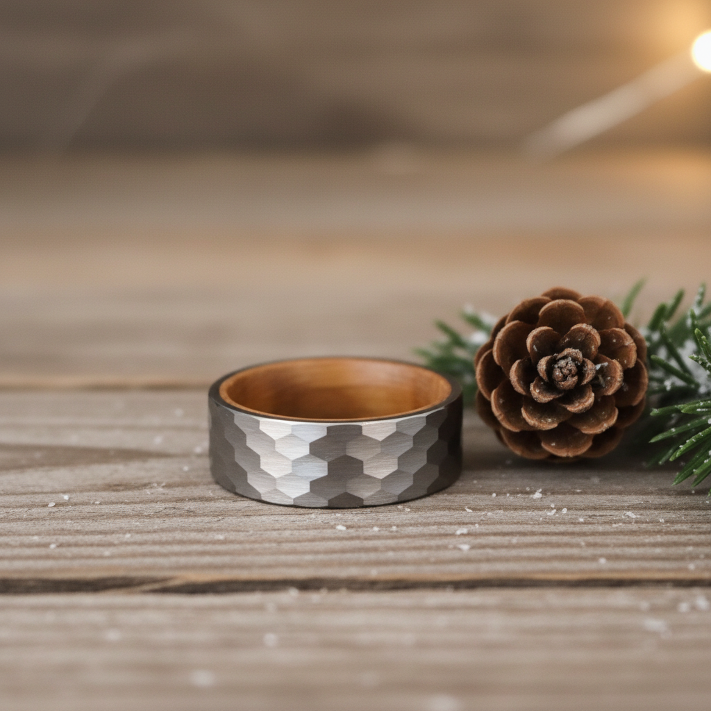 Anello in legno di tungsteno con botte di whisky, fascia in rovere, matrimonio maschile - Italia Anello in legno di tungsteno con botte di whisky, fascia in rovere, matrimonio maschile - Italia
