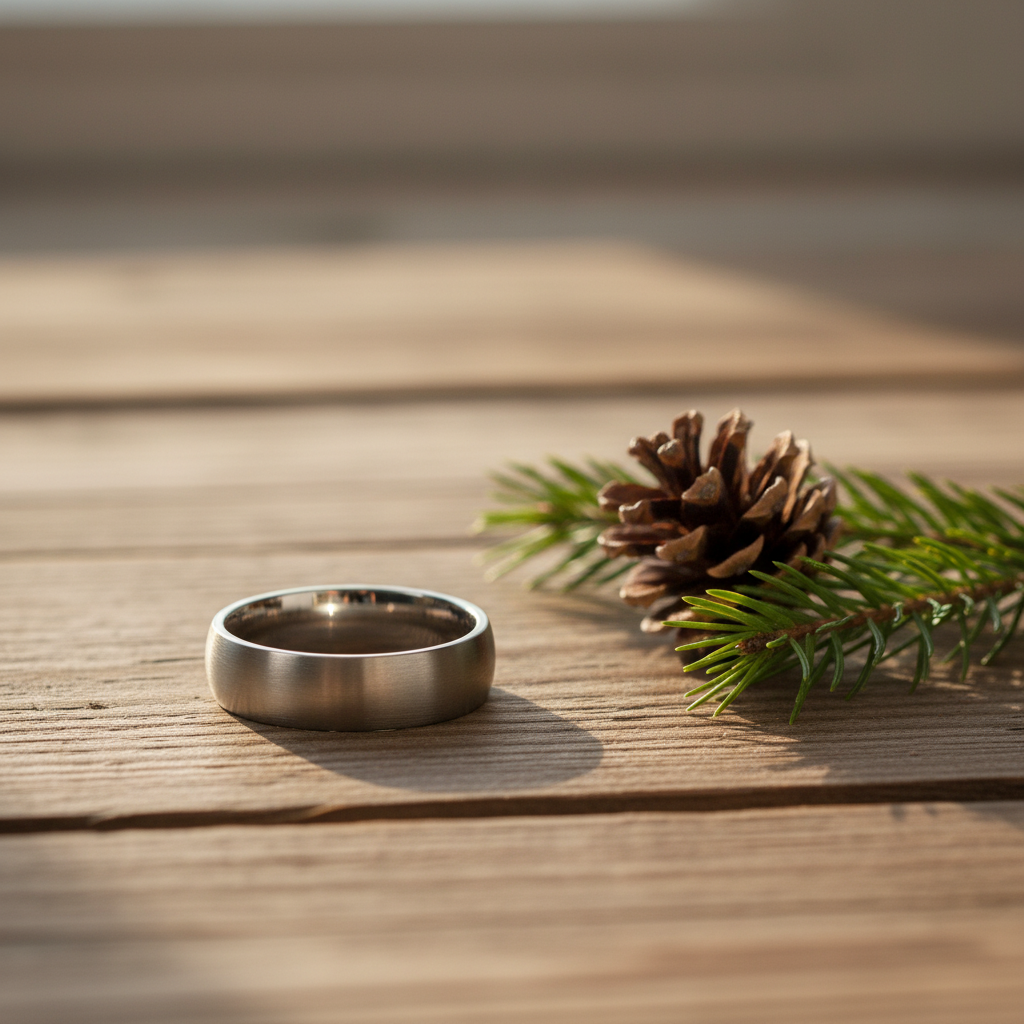 Titanium 6mm domed band ring from Forge and Lumber in a polished finish. Available in multiple sizes.