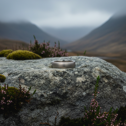 6mm domed titanium ring from Forge and Lumber, available in UK sizes K, L, and M.