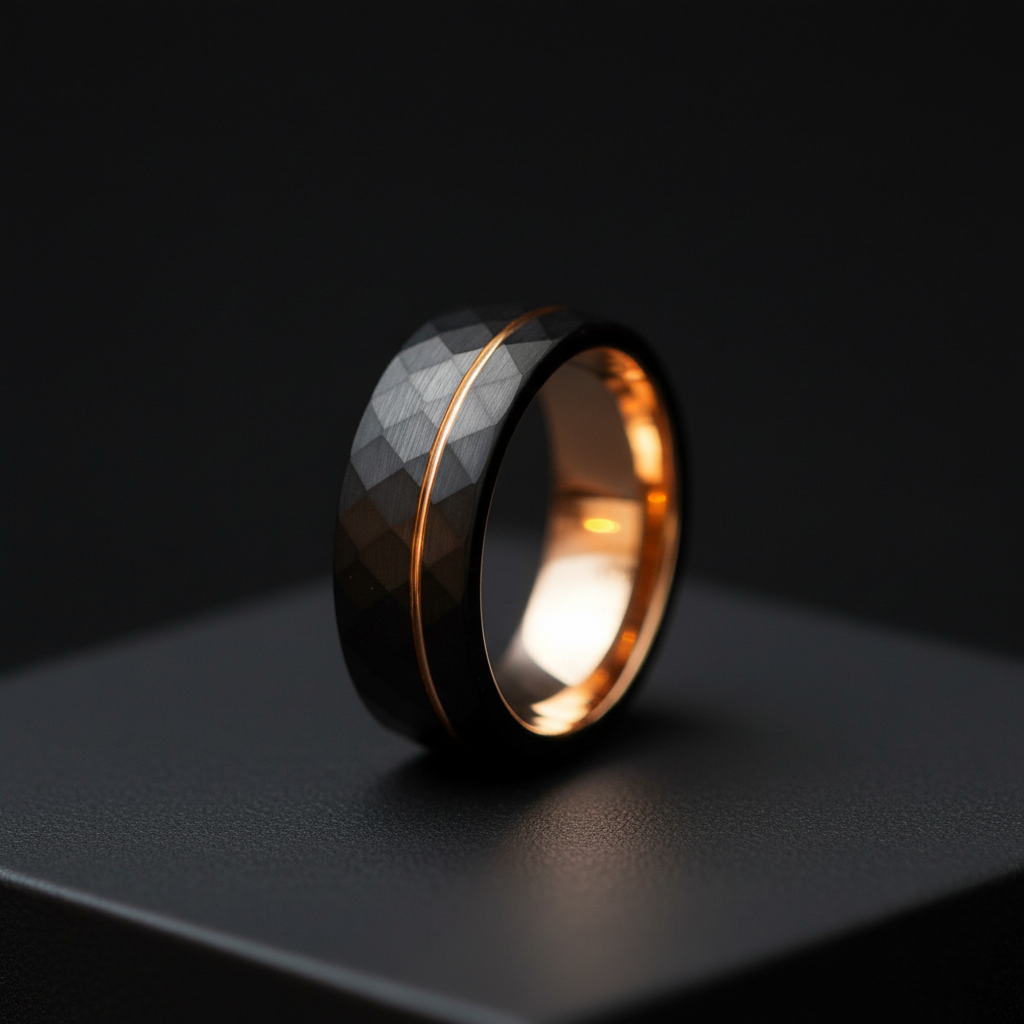 The Foundry | Black Gold Tungsten Wedding Band | Forge & Lumber