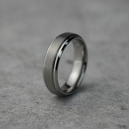 The Keystone 6mm, a bevelled tungsten band