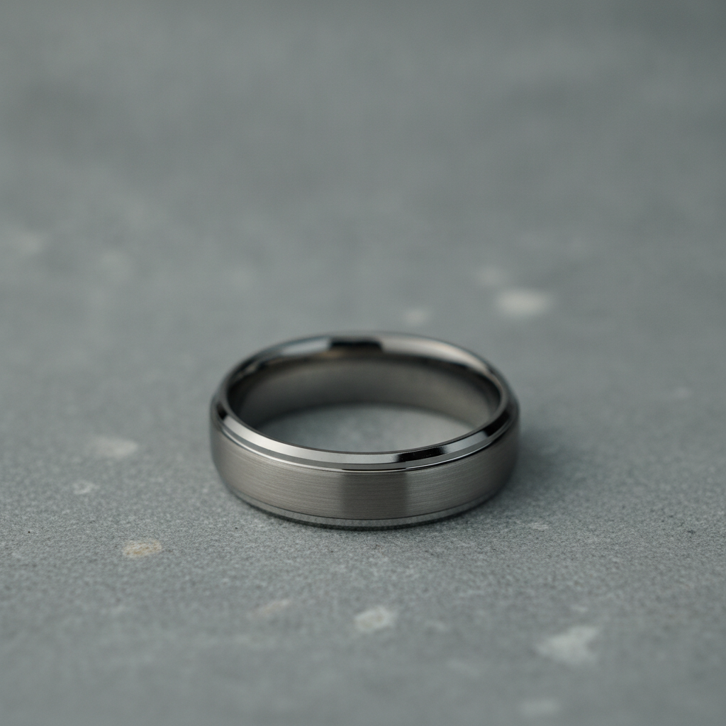 The Keystone 6mm bevelled tungsten wedding band