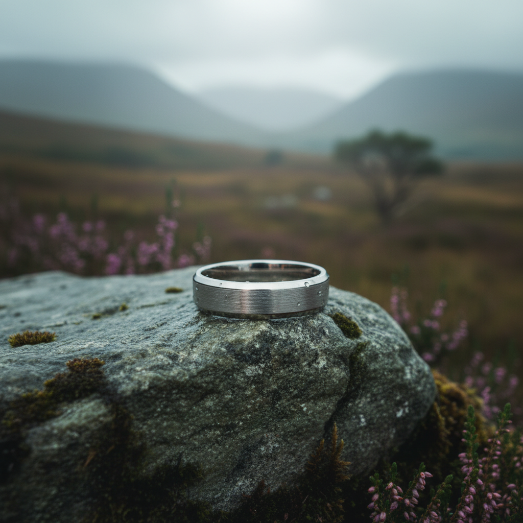6mm dual-finish titanium ring in silver and matte gray by Forge and Lumber