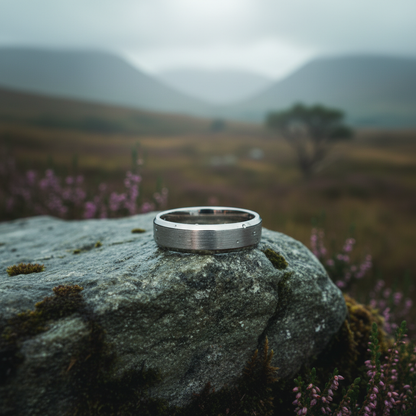 6mm dual-finish titanium ring in silver and matte gray by Forge and Lumber