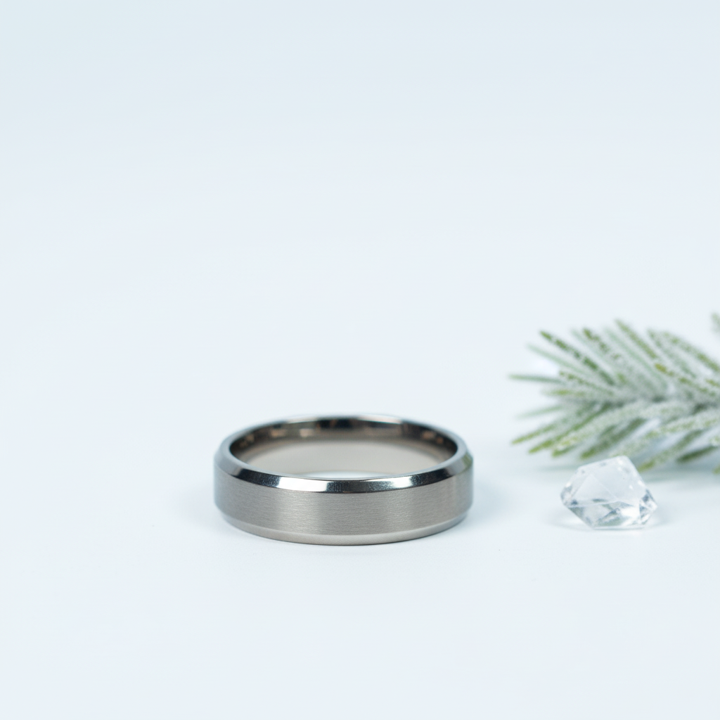 6mm dual-finish titanium ring in a comfort fit style by Forge and Lumber