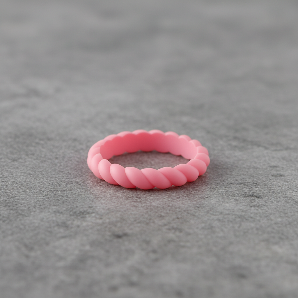 Watermelon Braided Silicone Ring 3mm - Stackable Wedding Band