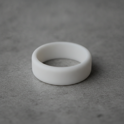 White Beveled Silicone Wedding Ring 8mm - Athletic Work Safe Band