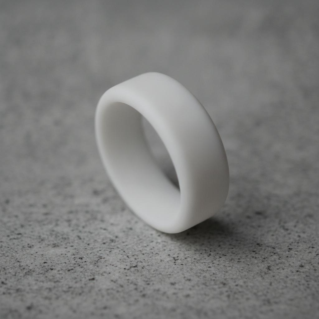 White Beveled Silicone Wedding Ring 8mm - Athletic Work Safe Band